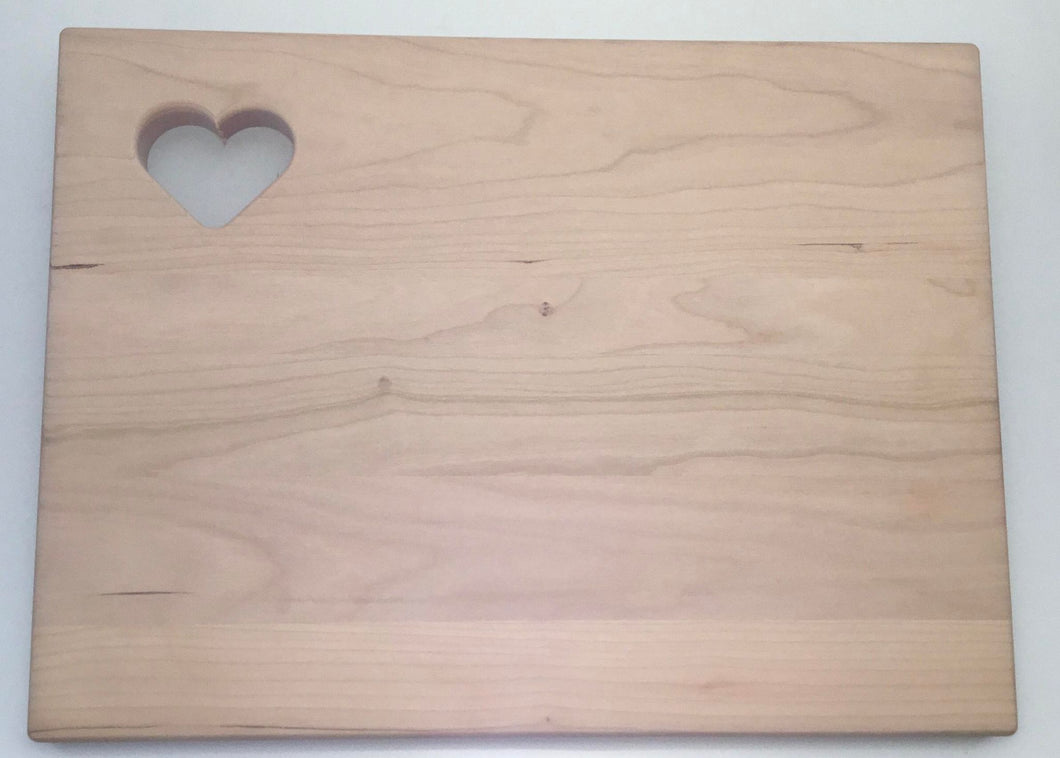 Wood Cutting Board with Heart Cutout