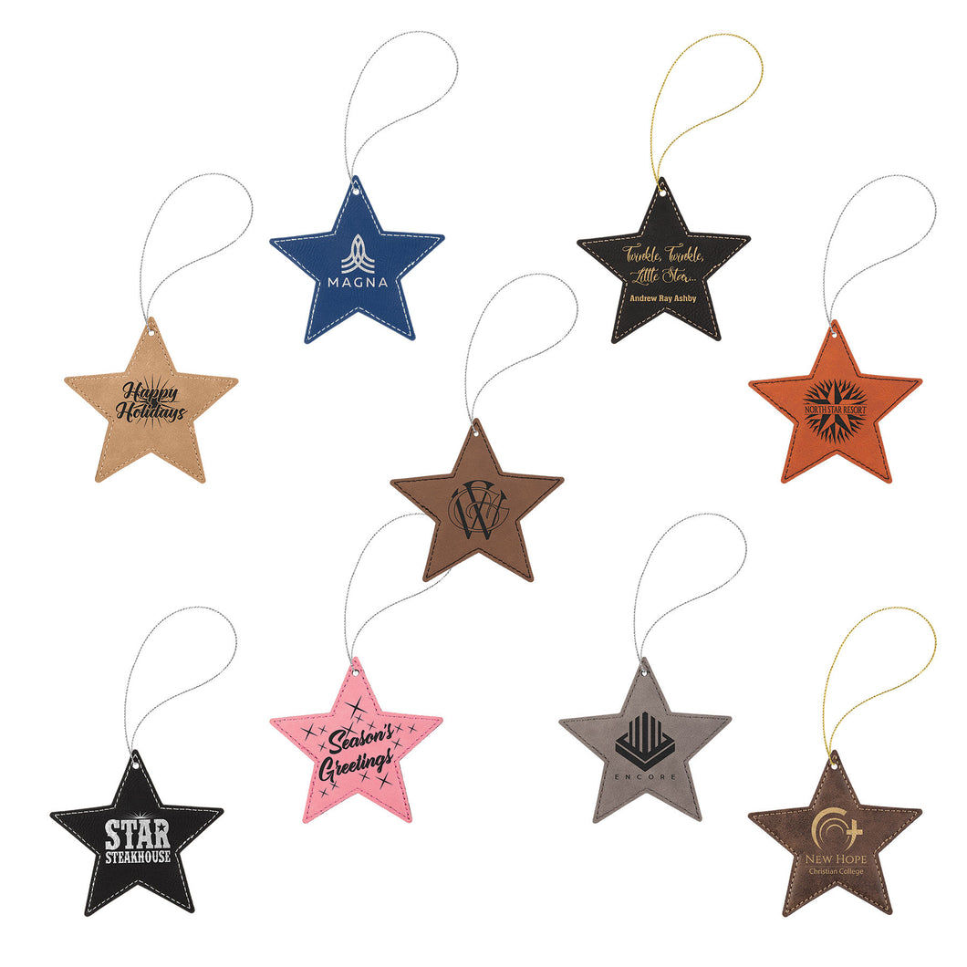 Personalized Leatherette Star Ornament with String