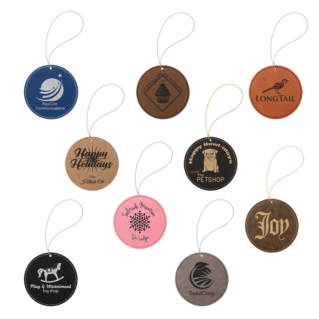 Personalized Leatherette Round Ornament with String