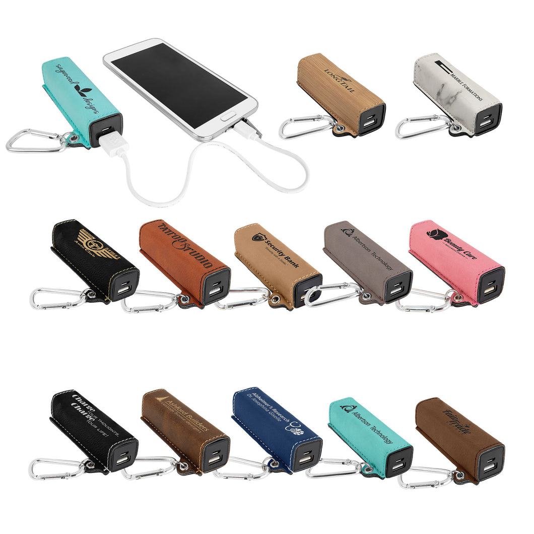 Personalized Leatherette 2200 mAh Power Bank with USB Cord