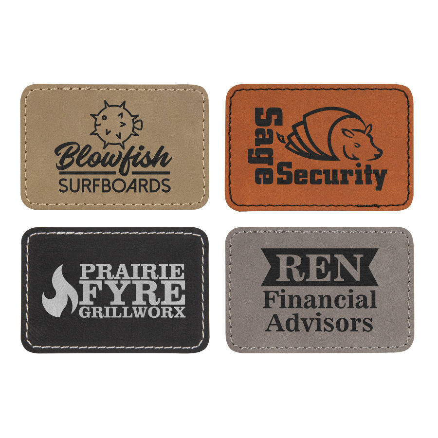 Rectangle Patch w/Adhesive, 3 x 2, Laserable Leatherette